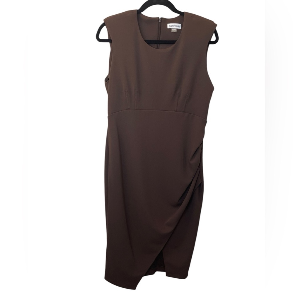 CK Calvin Klein Women's Elegant Brown Sleeveless Dress Chocolate Brown Size 10